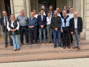 Integrantes del Bloque Rural Patagónico luego de la reunión con las autoridades nacionales.